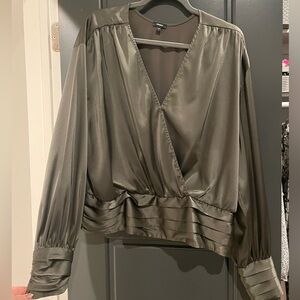 Gorgeous olive satin blouse- Express XL